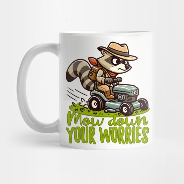 Mow down your Worries - Raccoon riding a lawn mower by SergioCoelho_Arts